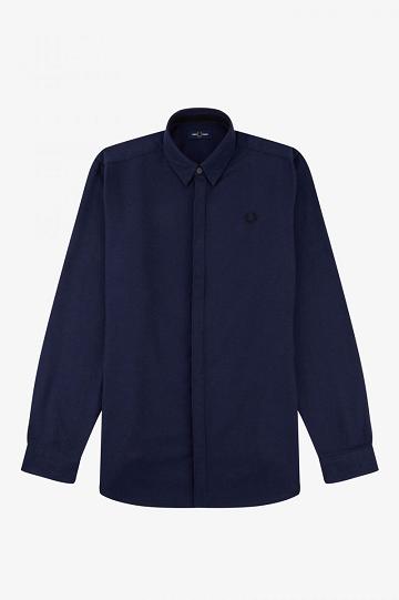 Koszule Fred Perry Concealed Placket Flannel Męskie Jasny Szare | PL 1490ILHS